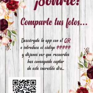Cartel de tonos burdeos para códigos QR