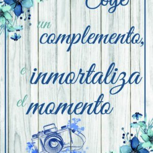 Cartel de flores azules para fotomatón