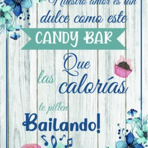 Cartel de flores azules para Candy-Bar