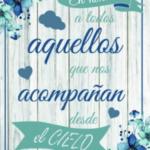 Cartel de flores azules para recordar nuestros seres queridos
