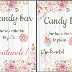 Cartel con flores en tonos pastel para Candy-Bar