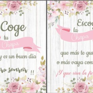Cartel con flores en tonos pastel para chapas