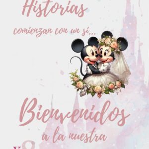 Cartel de Bienvenida para Boda DISNEY CASTILLO ACUARELA