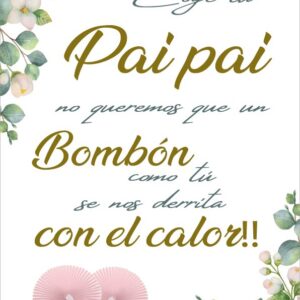 Cartel con flores blancas y eucaliptos para pai pai