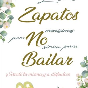 Cartel con flores blancas y eucaliptos para protectores de tacones