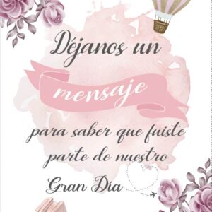 Cartel de flores nude con tematica viajera para deseos en el libro de firmas