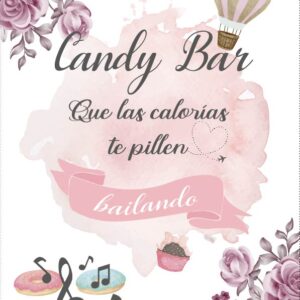 Cartel de flores nude con tematica viajera para Candy-Bar