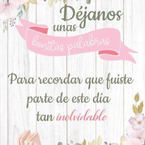 Cartel con flores en tonos pastel para deseos en el libro de firmas