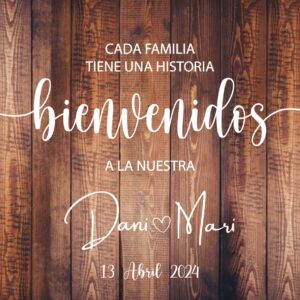 Cartel de Bienvenida para Boda MADERA EMPIEZA LA FIESTA