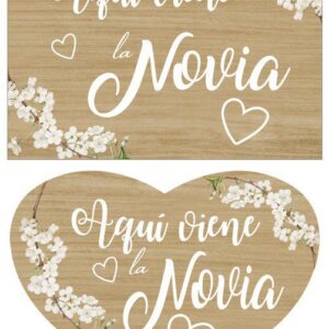 Cartel de paje con flores de cerezo blancas