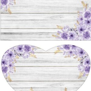 Cartel de paje con flores lila y doradas