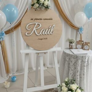 Cartel de Madera Natural con Relieves