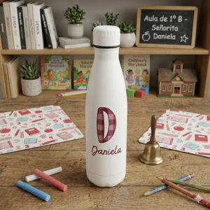 Bidón personalizado con inicial para maestros y maestras | Botella acero inox 790ml