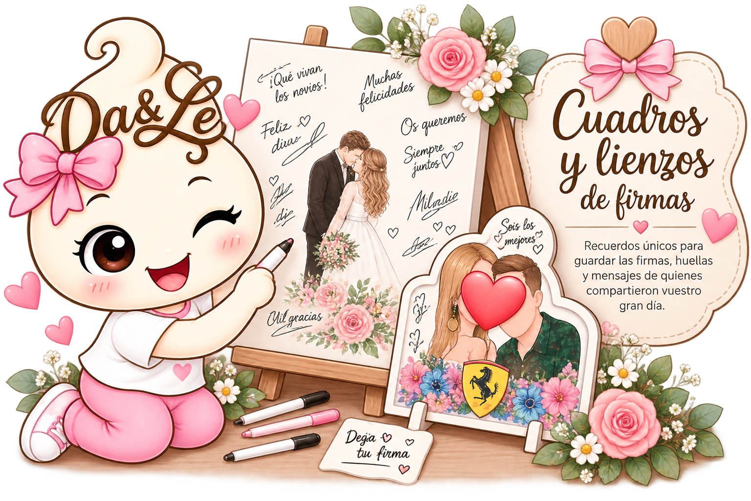 Cuadros y lienzos personalizados para firmas de invitados en bodas y celebraciones
