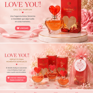 Mini perfume Love You! con frasco en forma de corazón