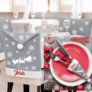 Pack Fundas para Silla y Cubiertos Personalizadas de Navidad | Creaciones Dayle