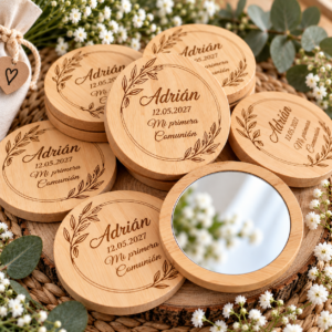 Espejo de bambú personalizado grabado a láser