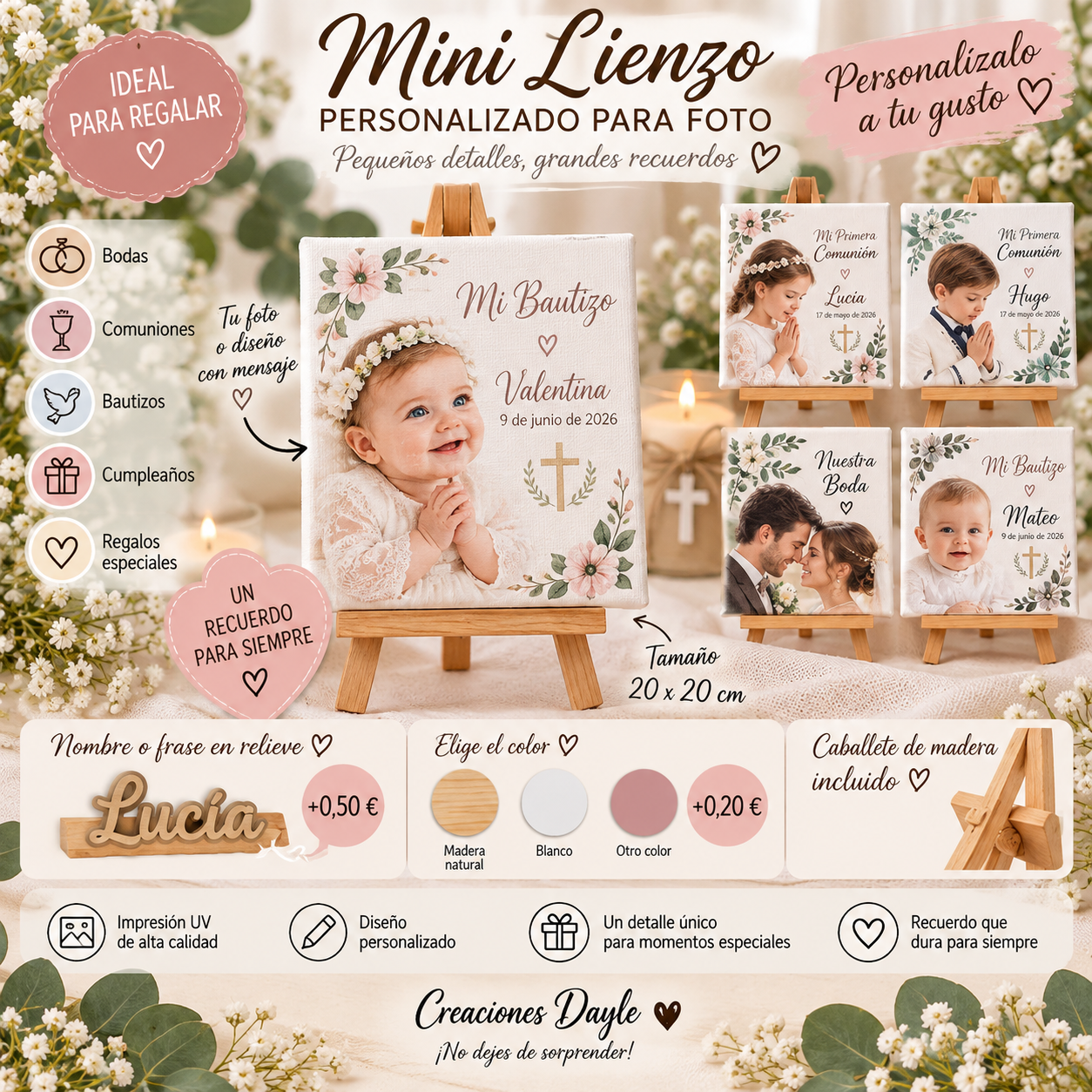 Mini Lienzo Personalizado para Foto con caballete