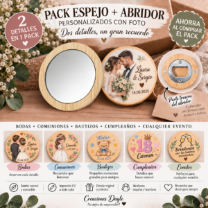 Pack Espejo y Abridor Personalizados con Foto