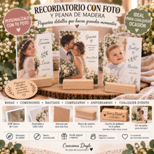 Recordatorio con Foto y Peana de Madera